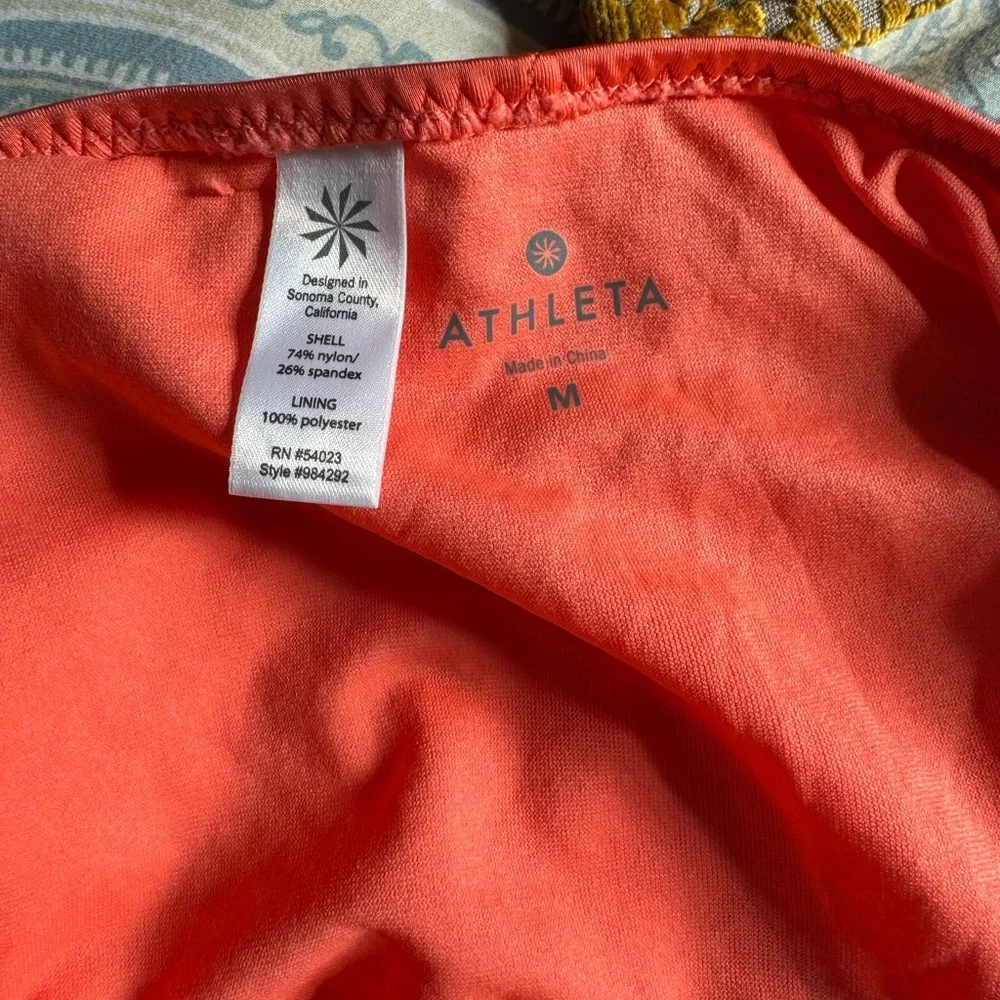 Athleta Coral Bikini Top Small Bottom Medium NWOT